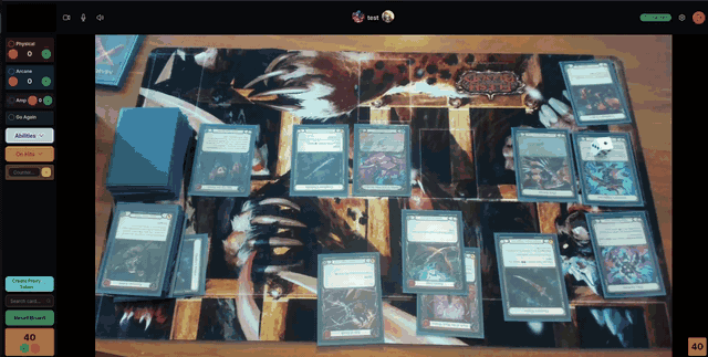 Clicking cards on the opponent's playmat to pop out the matching card images