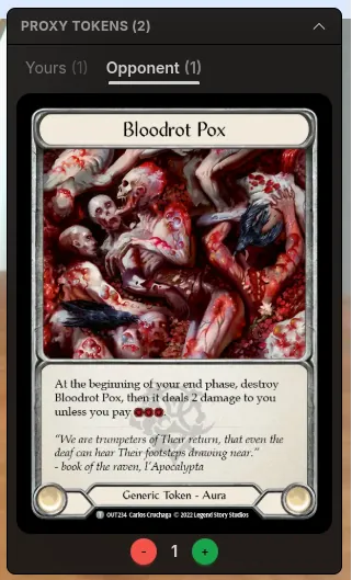 Proxy token panel showing a Marked token card
