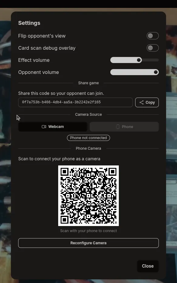 In-game settings dialog